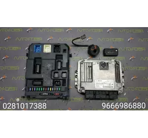Б/у комплект ЭБУ 0281017388, 9666986880, 1.4 HDI для Peugeot 207 Б/у комплект ЭБУ 0281017388, 9666986880, 1.4 HDI для Peugeot 207